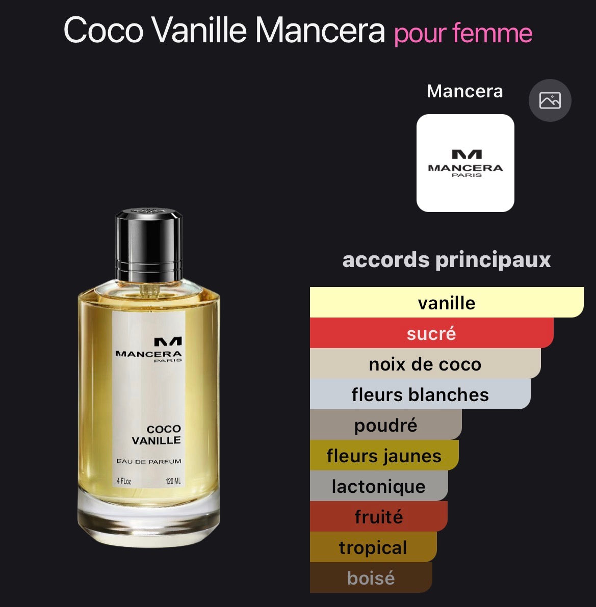 Mancera Paris Coco Vanille

Eau de Parfum – 120 ML