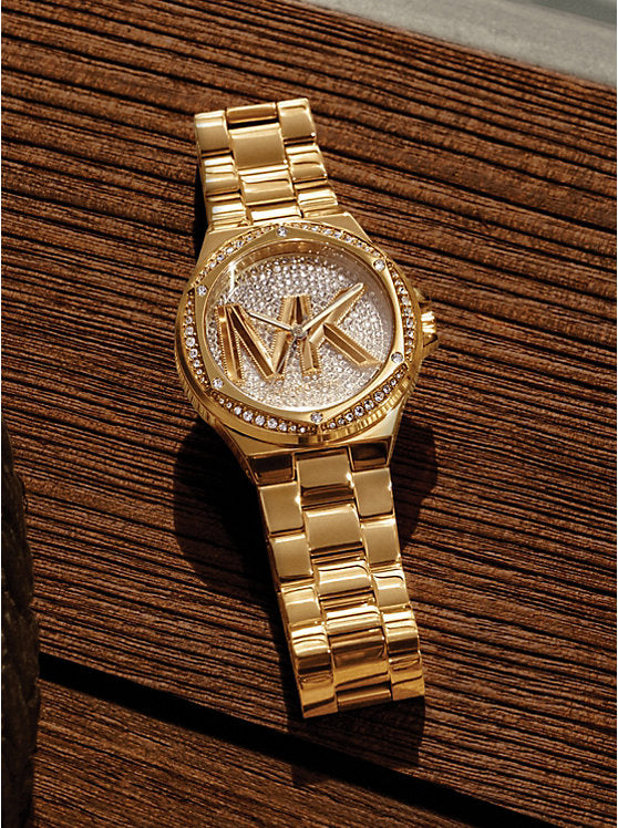 montre michael kors lennox dorée pavée mk