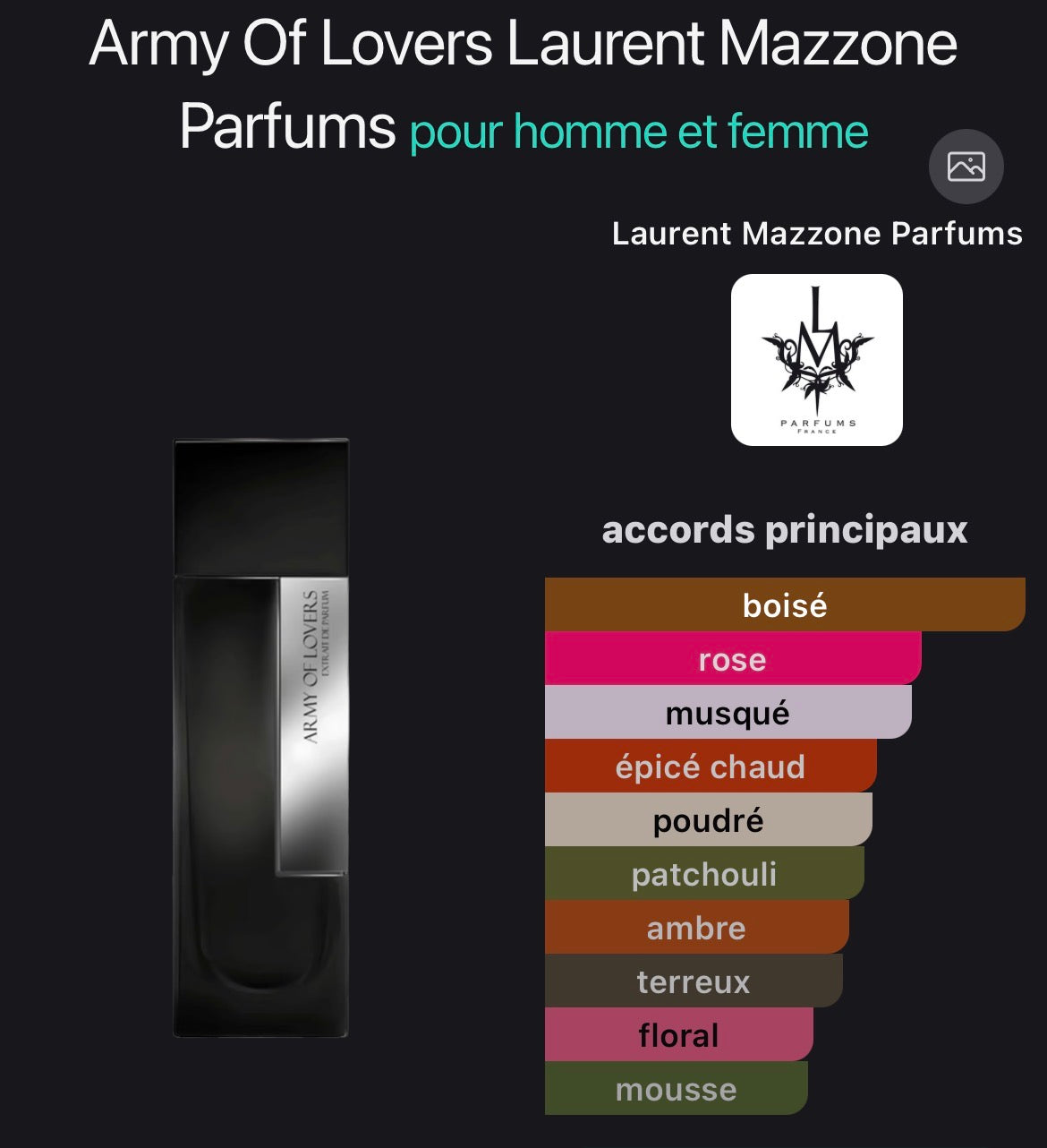 Army of Lovers – Extrait de Parfum 100 ml

Laurent Mazzone