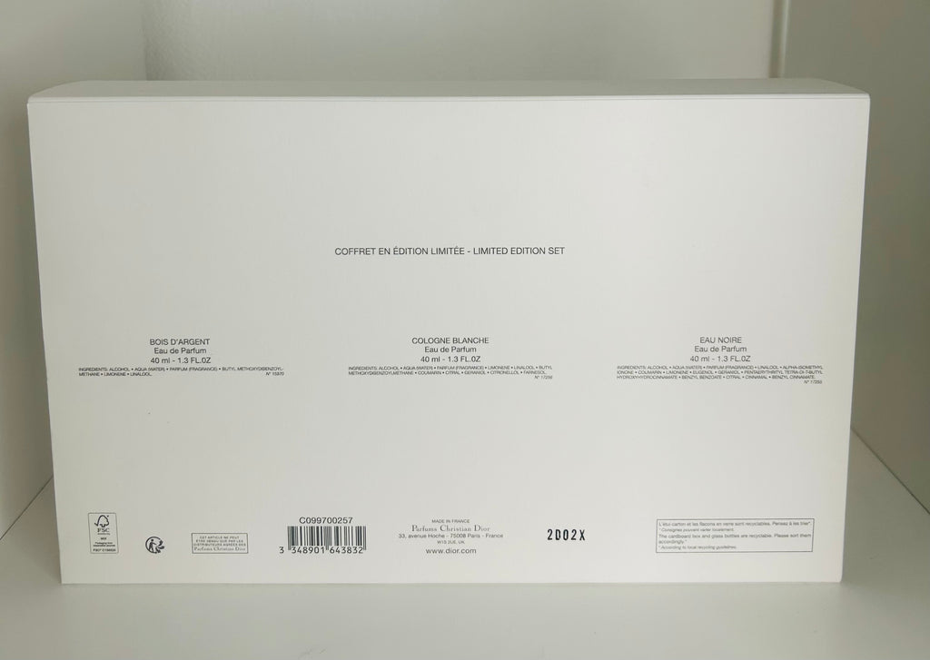 Coffret Dior Collection Privée Édition Limitée – Bois d’Argent, Cologne Blanche, Eau Noire
