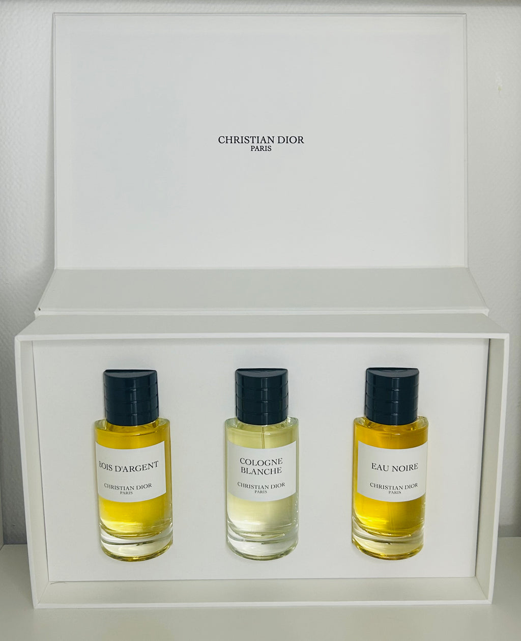 Coffret Dior Collection Privée Édition Limitée – Bois d’Argent, Cologne Blanche, Eau Noire