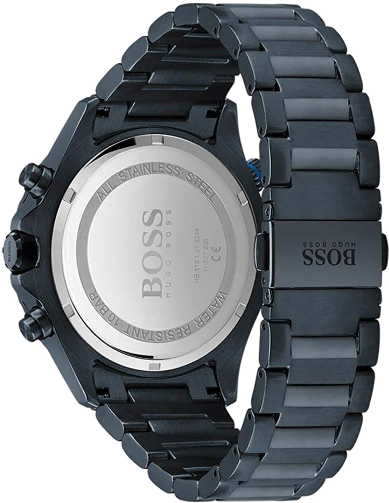 Montre Homme Hugo Boss Globetrotter 1513824 chronographe bleu mat bracelet acier